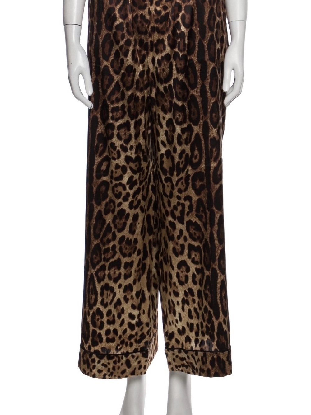 Dolce & Gabbana Leopard Print wide Leg Pants - Brown & Black - Picture 3 of 7